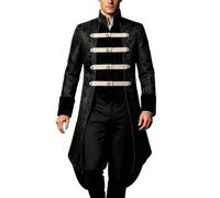 Disfraz Halloween Mujer Hombre AdultaChaqueta Frac Gótica Europea para Halloween Vestimenta Cortesana Medieval de Época (Black, S)