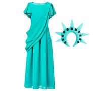 Disfraz Halloween NiñA Disfraz Bruja Malefica NiñO Esqueleto Momia，Disfraces Halloween Túnica Griega Vestido Actuación Niña Reina Libertad (Mint Green, XS)