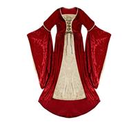 Disfraz Halloween NiñA Disfraz Bruja Malefica NiñO Esqueleto Momia，Vestido medieval largo mujer elegante disfraz cosplay Halloween actuación escénica gótico renacentista princesa reina (Red, S)