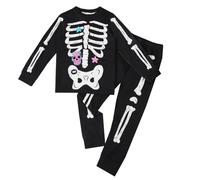 Disfraz Halloween Niño Esqueleto 2 Piezas Sudadera con Capucha y Pantalones Deportivos Conjunto de Ropa Infantil para Bebé Otoño e Invierno para 1-7 Años