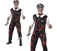 Disfraz Halloween Smiffys Policía Zombie para Hombre Completo Negro