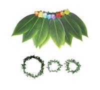 Disfraz hawaiano - diadema hawaiana + pulseras, diadema tropical transpirable y realista con hojas y pulsera para ropa de resort, de verano y piscina