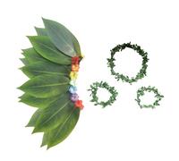 Disfraz hawaiano para mujer, disfraz tropical, ligero y transpirable, con diseño de hojas realistas, cinta para la cabeza, para celebraciones familiares, cumpleaños, bodas, en la piscina