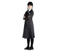 Disfraz Hello-Wednesday Addams Uniforme Nevermore Academy para niña Original Wednesday (Talla M) con Peluca de Disfraz, Color Negro, Gris, 11320.M