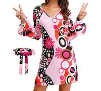 Disfraz Hippie De Los Años Setenta Para Mujer Conjunto De Ropa Estampado