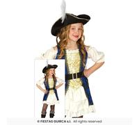 Disfraz Infantil Capitana Pirata Fiestas Guirca, Brown, Poliéster + Sombrero