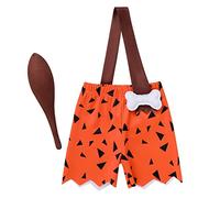 Disfraz infantil de Bam Bam Bam para niños Fred Feuerstein histórico de la Edad de Piedra, pantalones cortos con tocho, disfraz de piedra, disfraz de Halloween, carnaval, fiesta, cosplay, color
