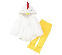 Disfraz infantil de pollo para niña, disfraz de animal, mono de forro polar con bonito disfraz de gallina para niñas, suave traje de peluche (blanco, 3-6 meses)