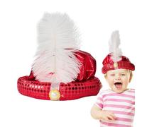 Disfraz Infantil de Sombrero de - Turbante Brillante con Diseño de Lentejuelas y Cuentas de Plumas, Diadema de Sultán en Estilo Oriental | Atractivo accesorio teatral para carnavales de juegos