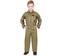 Disfraz infantil del ejército de los Estados Unidos. Mono de los años 80 con insignia de alas de vuelo, vestido de fantasía de los años 80 para niños y niñas, talla XL