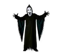 Rubies Disfraz Happy Ghost para niño y niña, Túnica negra larga, máscara blanca con capucha adjunta y guantes negros, original, Ideal para halloween, carnaval y cumpleaños.