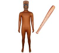 Disfraz infantil italiano de cerebro podrido para cosplay Tung Sahur, mono con máscara, maza hinchable para Halloween, carnaval y fiesta, juego de outfit para niños y niñas 1# + máscara +