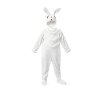 Disfraz Infantil Mono Traje Jumpsuit Peluche Suave con Capucha y Pies Material Poliéster Diseño de Animal con Mangas Largas y Cobertura Completa , 140 , A805 Conejo Mono Largo + Gorro + Cubrebotas