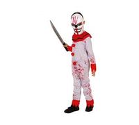 Rubies Disfraz Payaso Sanguinario para niño y niña, con Jumpsuit ensangrentado y máscara blanca de payaso, original, Ideal para halloween, carnaval y cumpleaños.
