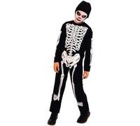 Rubies Disfraz de Esqueleto Skelito para niños y niñas, Jumpsuit impreso y gorro, Original Halloween, Carnaval y cumpleaños, S (3-4 Años)