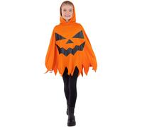 Disfraz Infantil Unisex Naranja Poncho Calabaza Halloween Chicos Chicas