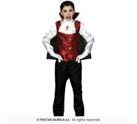 Disfraz infantil Vampiro rojo. Contenido capa, camisa, pechera y pantalón. #Guirca #Halloween #Vampiros