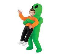 Disfraz inflable de alienígena verde para niños, disfraz de alienígena inflable para niños, disfraz de Marciano sosteniendo a los niños, divertido disfraz de Halloween - Disfraz inflable de secuestro