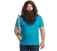 Disfraz inspirado en Steve - Conjunto de disfraz de explorador de minas para adultos - peluca, barba, espada y parte superior azul claro - Disfraz de Halloween, cosplay de jugador, disfraz de