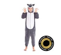 Disfraz Lobo Gris Niño Niña Unisex Ojos Purpurina Husky【Tallas Infantiles de 3 a 12 años】[3-4 años] Mono Entero Calentito Suave cremallera Disfraces Carnaval Animales Desfiles Obras Teatro Actuaciones