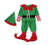 Disfraz Lutin Niño 4 piezas para niño niña, disfraz de lutina infantil Cosplay de Navidad Carnaval, traje de familia de elfo de Navidad, disfraz de Navidad para juego de rol de reunión familiar evento
