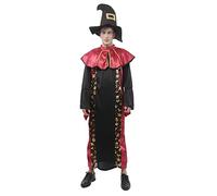 Disfraz Mago Adulto Halloween, Disfraces Traje Rey Mago Adulto, Túnica Negro Brujo y Rojo con Sombrero de Mago para Cosplay de Halloween Carnaval y Fiesta (XXL)