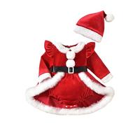 Disfraz Mama Noel Bebe Niña Vestido Mi Primera Navidad Recién Nacido Traje Papa Noel Infantil Body Manga Larga con Gorro Vestidos Navideño de Terciopelo con Volante, Pompones Y Dobladillo de Felpa