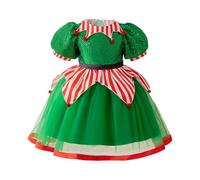 Disfraz Mama Noel Niña, Vestido de princesa para niña, disfraz de fiesta de Navidad, para desfile de Navidad (Green, 2-3 Years)