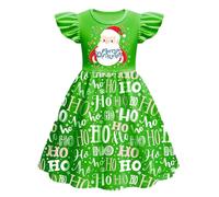 Disfraz Mama Noel Niña, Vestidos de fiesta de Navidad para niñas, disfraz de baile, vestido de princesa de Navidad para niños (Green, 4-5 Years)