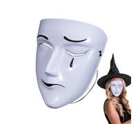 Disfraz - Máscaras blancas, máscaras dramáticas | Cubierta facial de comedia de tragedia, y aterrador, triste, feliz, cara completa, adultos, niños, cosplay, festival, desfile
