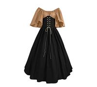 Disfraz Medieval De Las Mujeres De Estilo Victoriano De Manga Corta Vestido Medieval Vestido Largo Elegante Del 800 Vintage Vestido Con Falda Columpio Cintura Bloques De Color Renacentista Halloween