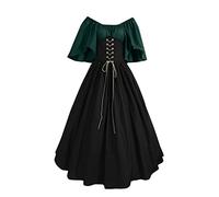 Disfraz Medieval De Las Mujeres De Estilo Victoriano De Manga Corta Vestido Medieval Vestido Largo Elegante Del 800 Vintage Vestido Con Falda Columpio Cintura Bloques De Color Renacentista Halloween