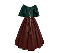 Disfraz Medieval De Las Mujeres De Estilo Victoriano De Manga Corta Vestido Medieval Vestido Largo Elegante Del 800 Vintage Vestido Con Falda Columpio Cintura Bloques De Color Renacentista Halloween
