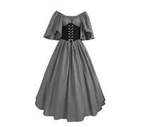 Disfraz medieval de mujer, vestido talla grande, manga corta, vestido medieval, disfraz de princesa, patchwork, vestido gótico elegante del 800 vintage para Halloween, carnaval, mujer renacentista