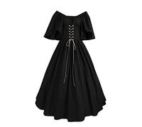 Disfraz medieval de mujer, vestido talla grande, manga corta, vestido medieval, disfraz de princesa, patchwork, vestido gótico elegante del 800 vintage para Halloween, carnaval, mujer renacentista
