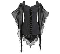 Disfraz medieval para mujer, disfraz de brujas para mujer, Reino Unido 2023, hombros descubiertos, manga gótica, mariposa, tierras altas, tradicional, vestido corto de encaje, steampunk, Bellatrix