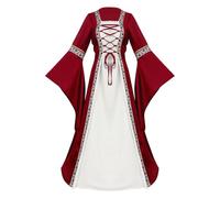Disfraz medieval para mujer, vestido barroco, vestido medieval, tallas grandes, 3XL, ropa gótica, falda, disfraz de pirata, disfraz de reina largo, blanco y verde, disfraz de princesa, vestido