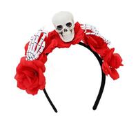 Disfraz mexicano del Día de los Muertos para Halloween, calavera de azúcar, rosas, diadema, tocado, flores, encaje, gargantilla, collar, accesorios para disfraz de azúcar