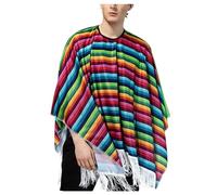 Disfraz mexicano para hombre, 6 piezas, gafas de sol, esparcidor de arena, barba de puros, 2026, traje de fiesta para hombre, moda moda trajes de hombre, traje mexicano colorido sombrero poncho