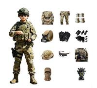 Disfraz Militar for Niños, Set Soldado del Ejército con Accesorios, Traje de Juego de rol, Regalo for Halloween y Cumpleaños(130cm)