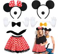 Disfraz Mouse Mujer Carnaval, Disfraz Adulto Gracioso Disfraces Parejas Guantes Blancos Orejas Mouse Diademas Tutu Trajes de Fiesta Cosplay Regalos Navideños