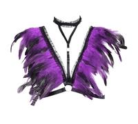 Disfraz Mujer Carnaval Colgante De Encaje Negro Y Plumas De Gallo Para Lencería Sexy Fiestas De Club Nocturno Accesorio De Cuello Con Cadena Ajustable Y Dije De Calavera Para Disfraces De Vampira