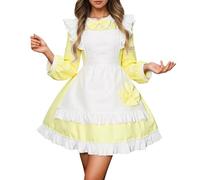 Disfraz Mujer Carnaval Vestido De Sirvienta Blanco Y Negro De Manga Larga Para Actuaciones Atuendo De Mucama Adorable Estilo Lolita Con Delantal De Encaje Y Diadema De Cofia Femenino Talla Única