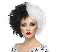 Disfraz Mujer Mal Madame Cruella Peluca Negra / Blanco Por Smiffys