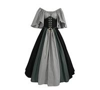 Disfraz Mujer Medieval Mujer Disfraz De Epoca Victoriana 2XL para Adulto Vestido Vampiresa Dress Trajes Medievales Vestidos Medievales Vikinga Vestido Renacentista Negro Trajes Ropa Medieval