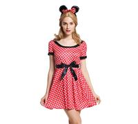 Disfraz Mujer Ratón Dulce Ratoncito Vestido Rojo Blanco Lunares Talla M/L