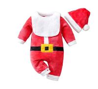 Disfraz Navidad Bebe Disfraz Tutina Babbo Natale Neonato para Bebé Niño y Niña Mono con Sombrero Resiste eficazmente el frío niños Pequeños Traje de Navidad Pijamas Ropa (2-Multicolour, 3-6 Months)