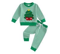 Disfraz Navidad Bebe Niño - Mono De Manga Larga Con Bordado De Tractor Para Niño Conjunto De Punto A Rayas Para La Temporada Navideña De Otoño E Invierno (Green 2-3 Years)