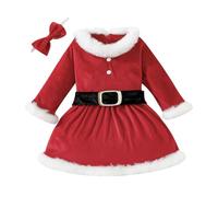 Disfraz Navidad Elfo Bebe Niña, Vestido Niña de Bautizo, Disfraces de Navidad para Bebé con Gorro Vestido de Bebé Niñas de Rayas Rojo Y Verde Body Bebe Manga Larga Conjunto de Elfa Navideño