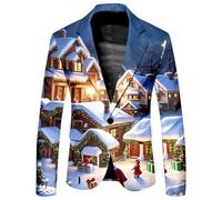 Disfraz Navidad Hombre-Chaqueta NavideñA Hombre-Traje De Hombre con Estampado NavideñO Moderno para Negocios Y Comercio Exterior, Chaqueta Holgada Y CóModa De Moda (Beige, M)